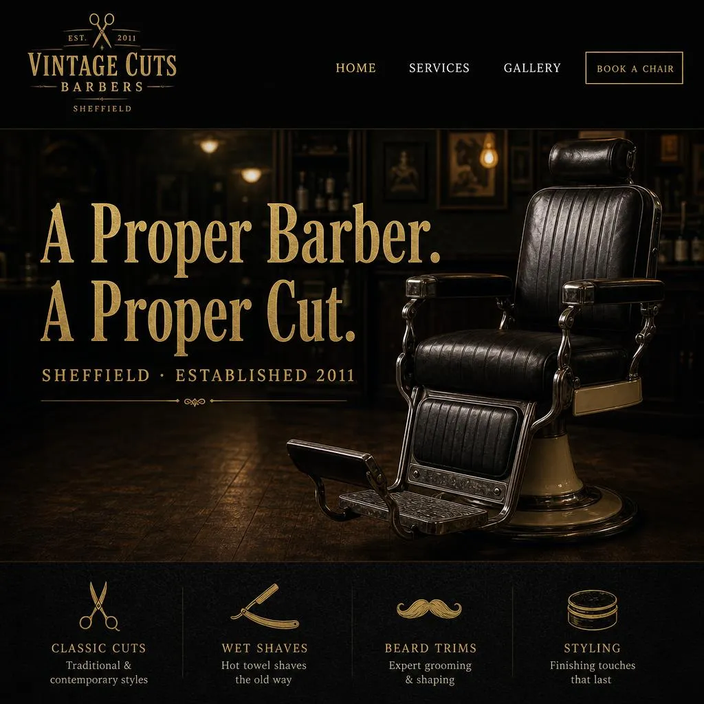 Vintage Cuts Barbers — Barbershop website