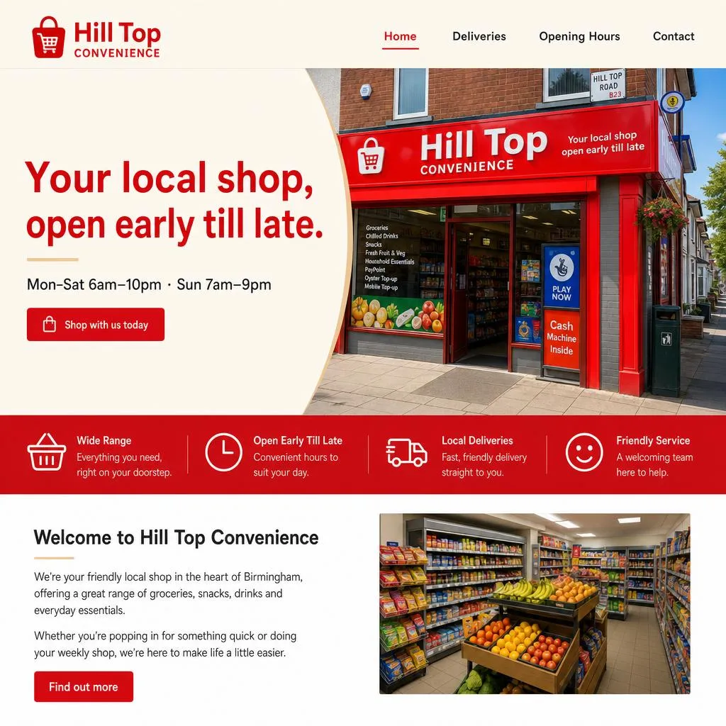 Hill Top Convenience — Corner Shop website