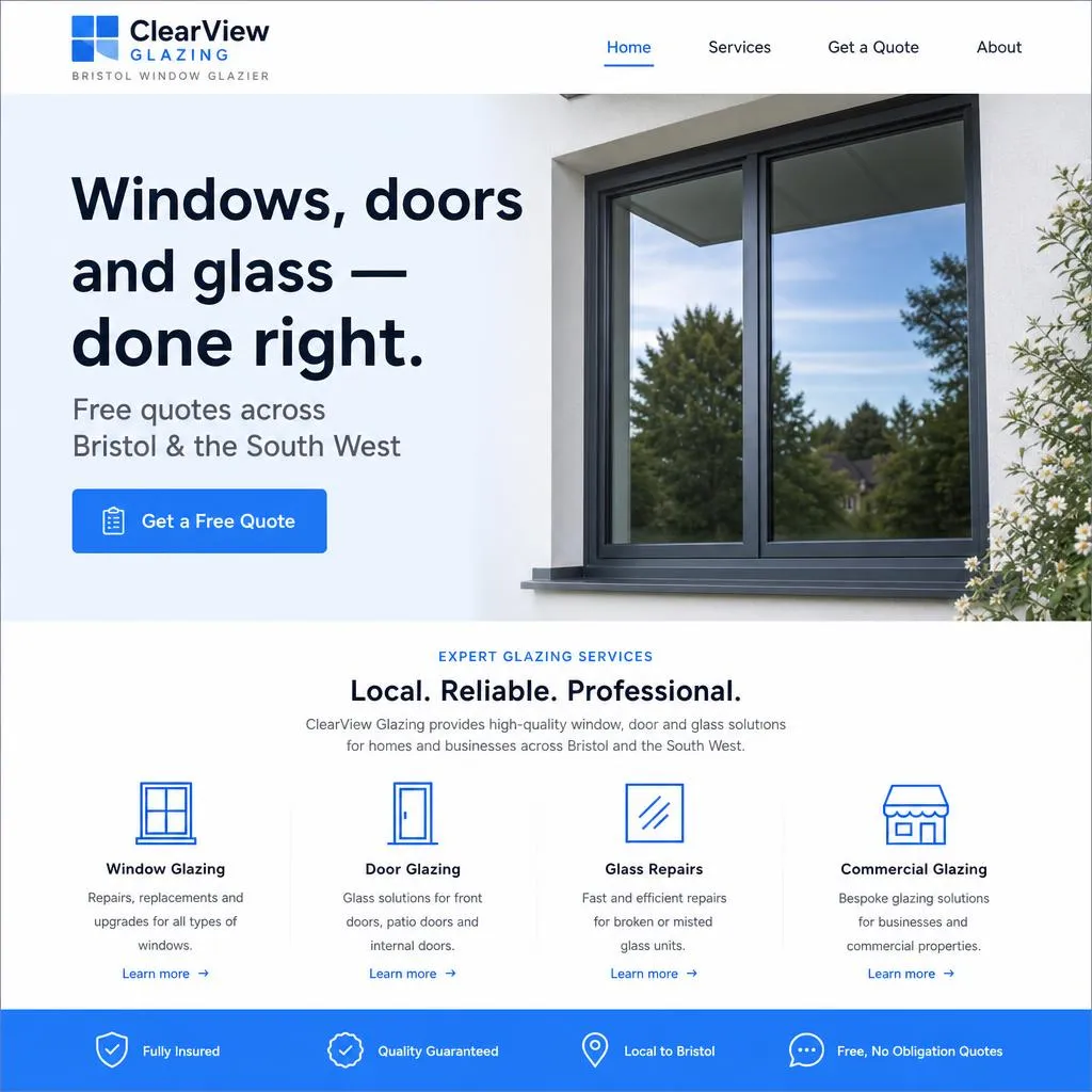 ClearView Glazing — Window Glazier website